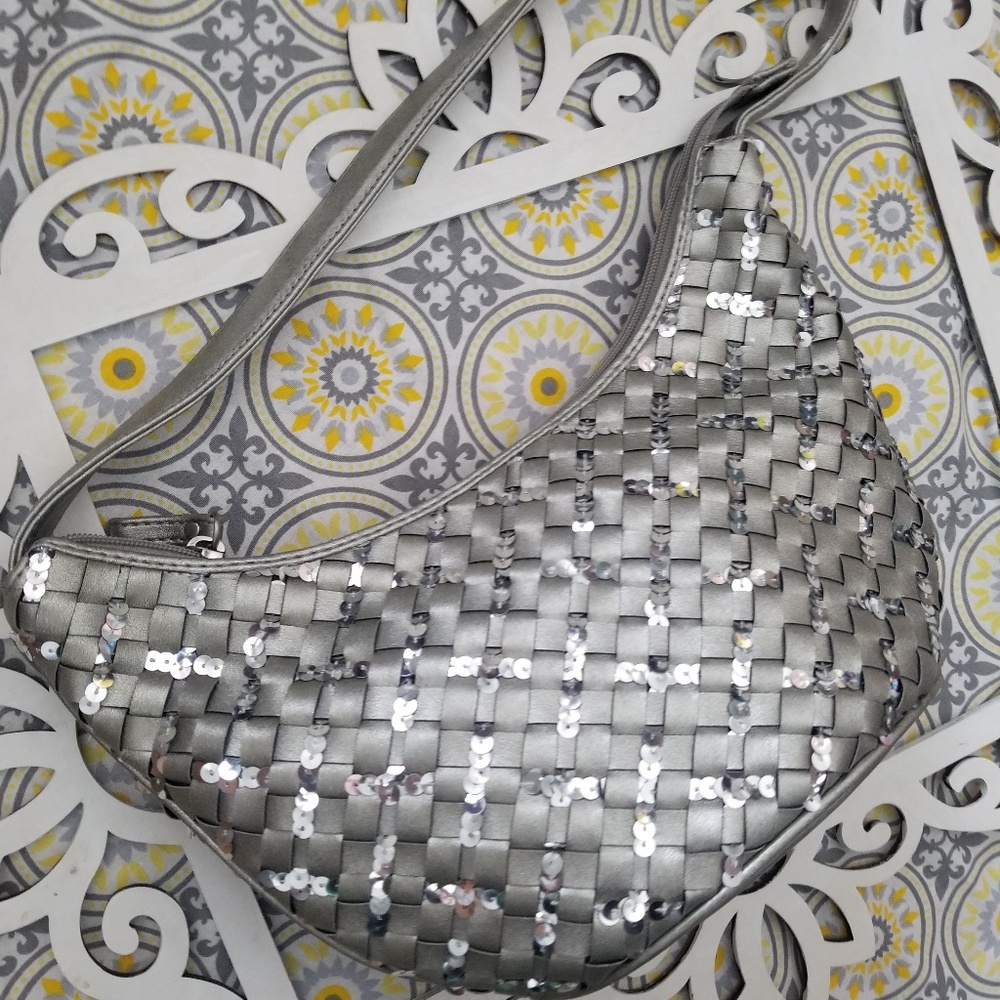 Relic by fossil Hobo sequined silver leather bag